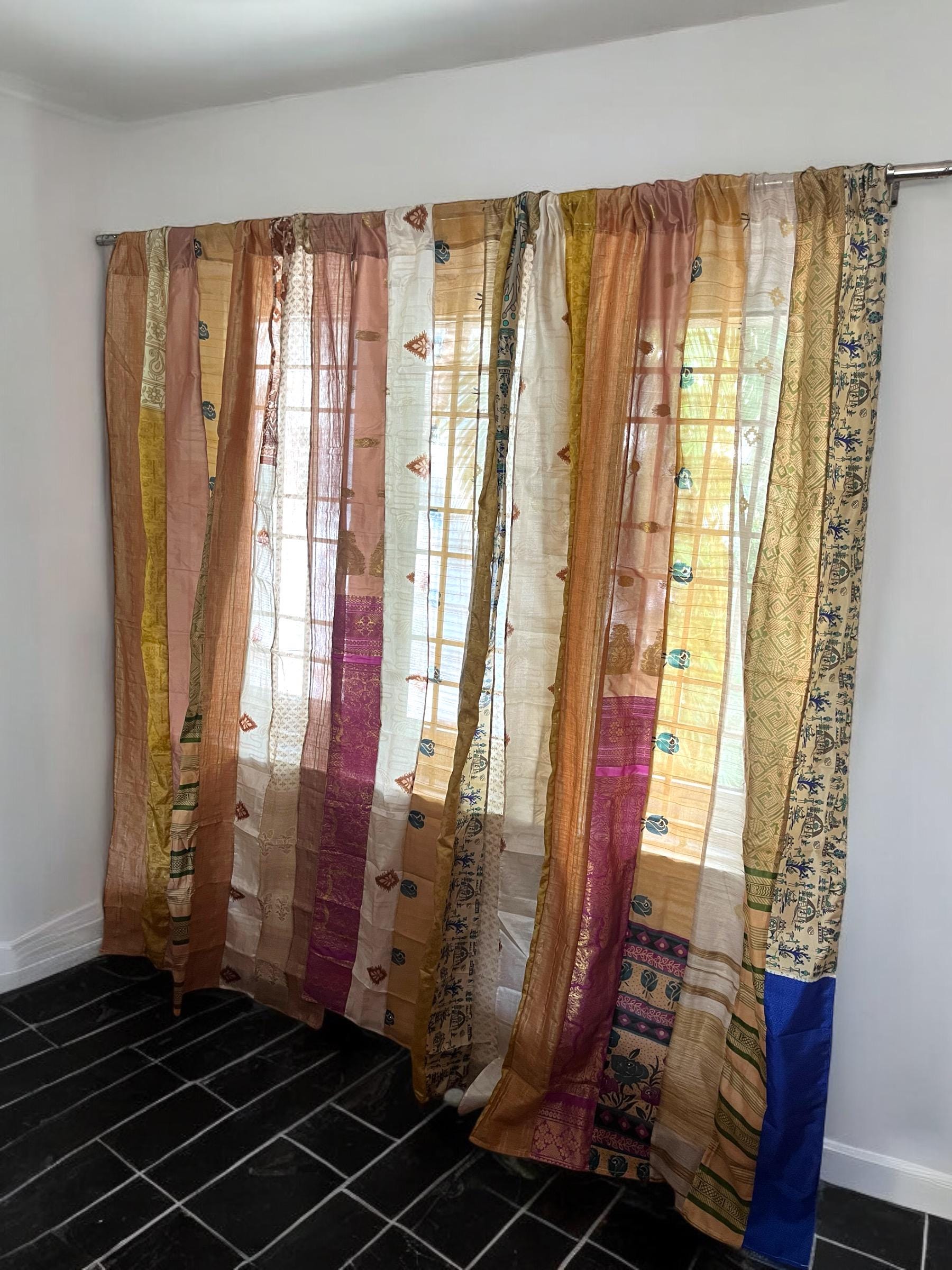 Boho Saree Curtains Upcycled Handmade Saree Curtain With Saree Strips ...