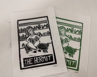 The Hermit Lino Print