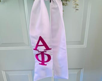 embroidery sorority letters wreath sash