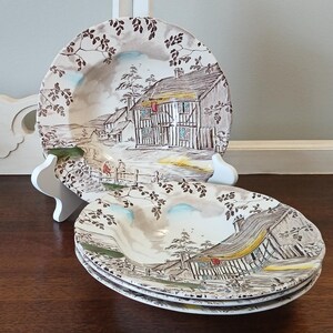 Grindley Dickens Coaching Stages "The Leather Bottle" Soup Bowls Set of 4