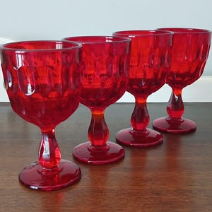 Fenton Ruby Thumbprint Small Wine Glasses Set of 4
