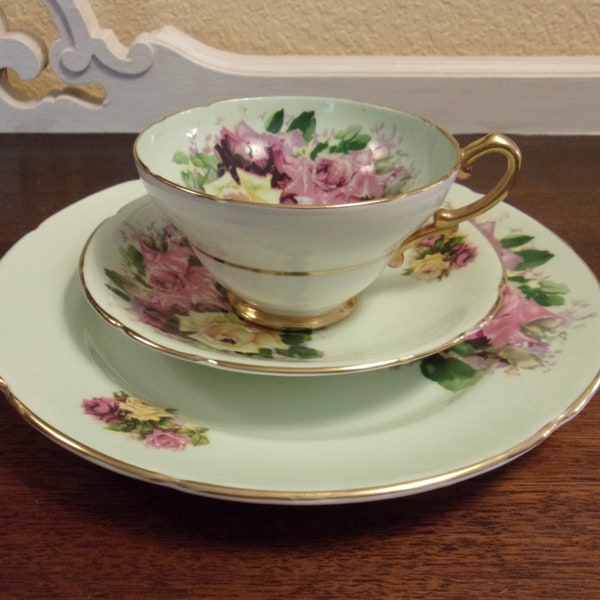 Tea Trios, Bone China, 3 Piece Sets with Teacup, Saucer and Cake Plate