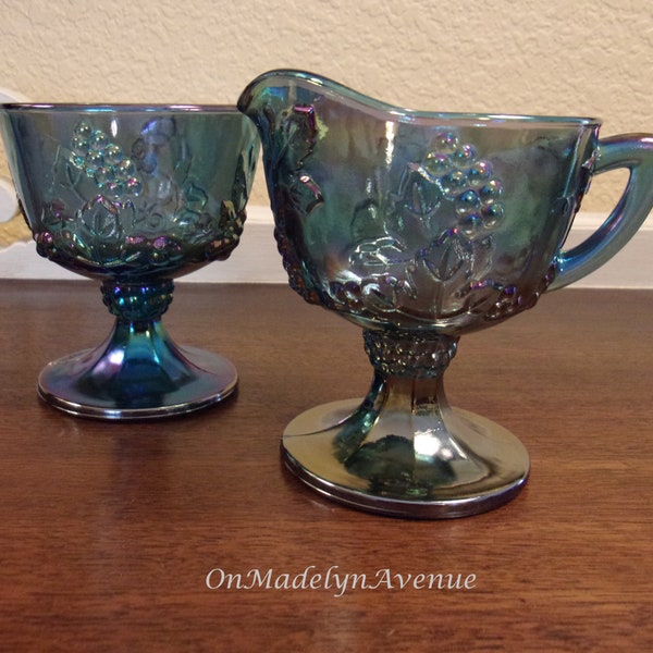 Carnival Glass Creamer and Sugar Set Etsy
