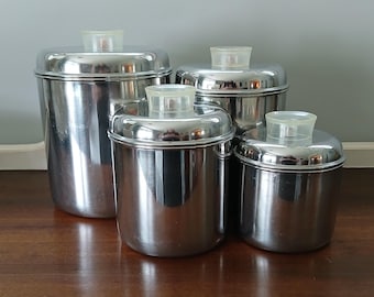 Revere Ware, 1801, Stainless Steel Nesting Cannisters with Lucite Handles, Set of 4