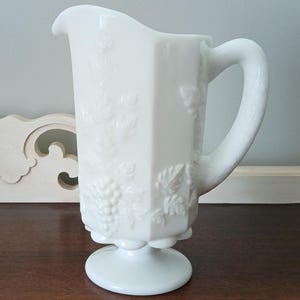 Westmoreland, Paneled Grape, Milk Glass, Medium Pitcher