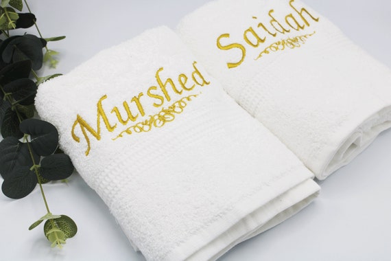Buy Personalised Couple Hand Towel Set Custom Embroidery Hand