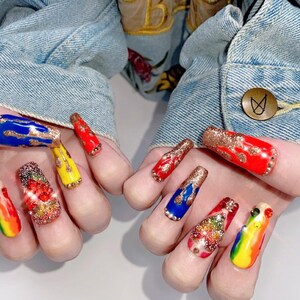 Fake nails Swarovski crystal design Luxury Custom set, easy press on nails, nail gel polish