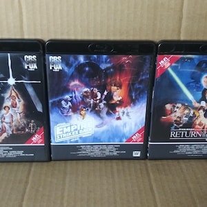 The Original Star Wars Trilogy UHD 4K 35mm Theatrical Releases CBS/Fox Custom Vintage VHS Art Tribute Cover Set 4k77 4k80 4k83 New Version
