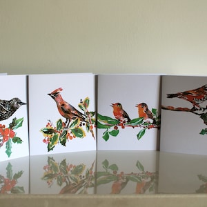 Weihnachts-Vogel-Karten - 4-er Set