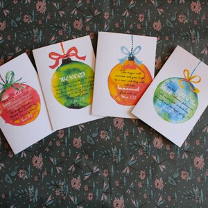 Cartões de Natal com versículos bíblicos - conjunto de 4