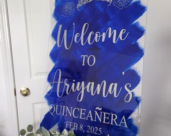 Personalized Quinceañera Welcome Acrylic Sign: Custom Party Decor