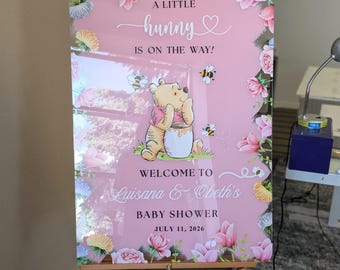 A Little Hunny Is On The Way Welcome Sign: Personalized Acrylic Decor for Baby Shower