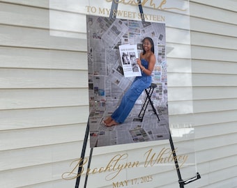 Personalized Sweet Sixteen Welcome Acrylic Sign with Picture