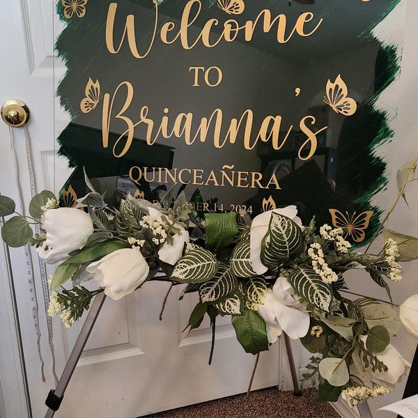 Letrero de bienvenida acrílico personalizado para quinceañera, decoración para fiestas