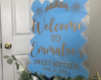 Personalized Sweet Sixteen Acrylic Welcome Sign: Custom Party Decor