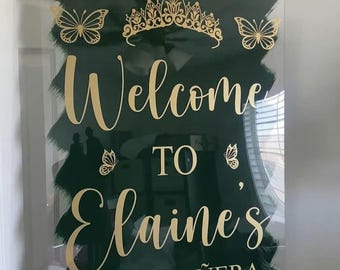 Custom Quinceañera Welcome Sign, Butterfly Theme Acrylic Decor