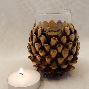Wooden Tealight Candle Holder, Hand Turned Candle Holder, Rustic Wedding Party Candle Holder, Wooden Candle Holder, Glass Candle Holder