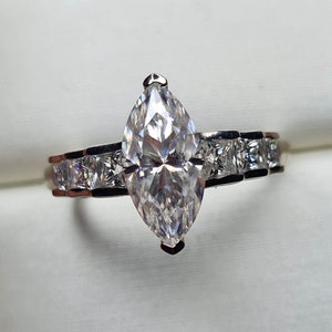 Marquise Cut Moissanite Ring 925 Sterling Silver SIZE Q