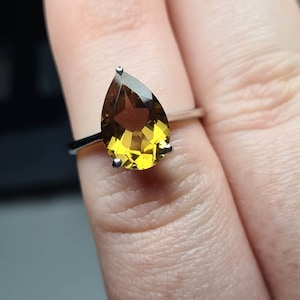 Autumn Alexite Pear Cut Solitaire Ring 925 Sterling Silver