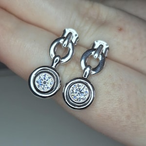 0.864ct Moissanite Dangling Earrings in Rhodium Overlay 925 Sterling Silver