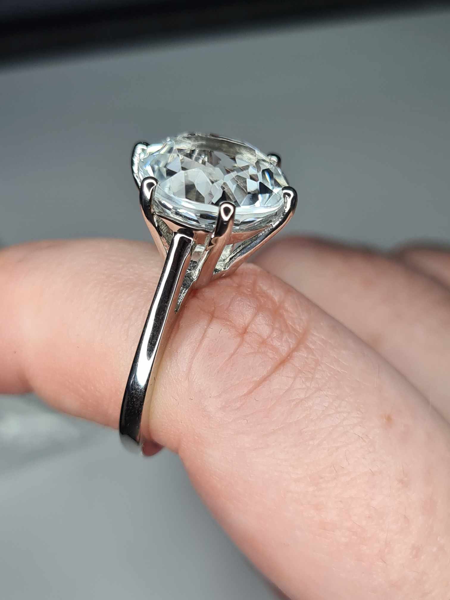 10ct Natural Golconda Diamond Topaz Solitaire Ring in Platinum Overlay Sterling Silver