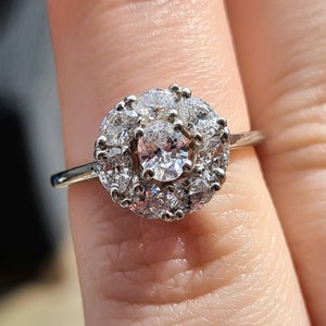 2.230ct Swarovski Zirconia Halo Ring 925 Sterling Silver