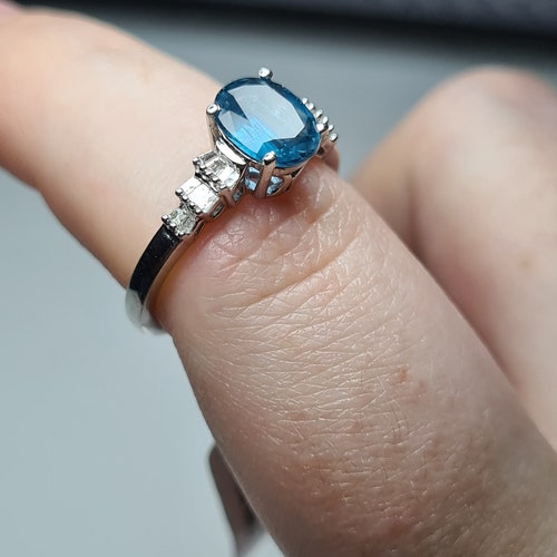 Rare Russian Indigo Kyanite and shops Diamond Ballerina Ring SIZE N