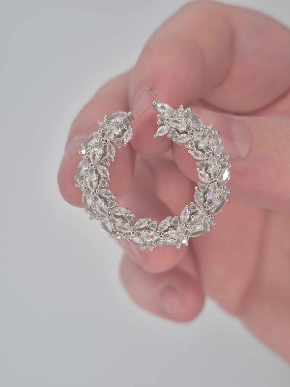 Orecchini a cerchio in argento sterling con zirconi cubici, orecchini per lei - Italia