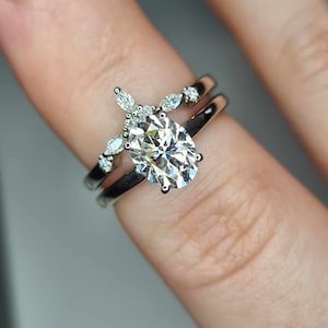 Set Of 2 Moissanite Engagement Rings 1.390ct 925 sterling silver SIZE K