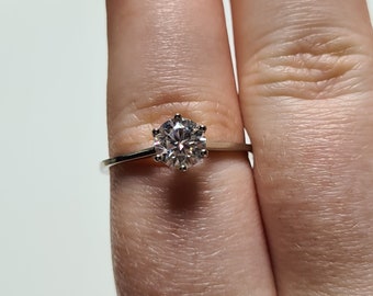 1ct Moissanite Solitaire Ring 925 Sterling Silver