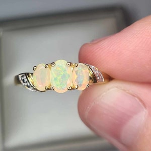 0.60ct AA Ethiopian Welo Opal Ring in 14K Gold Overlay 925 Sterling Silver