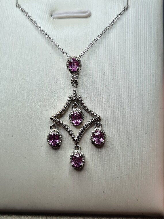 Pink Sapphire and Cambodian Zircon Necklace 925 Sterling - Etsy