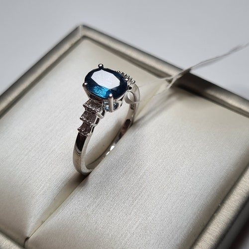 Rare Russian Indigo Kyanite and shops Diamond Ballerina Ring SIZE N