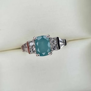 1.52ct Grandidierite and Natural Zircon Ring in Platinum Overlay 925 Sterling Silver SIZE J