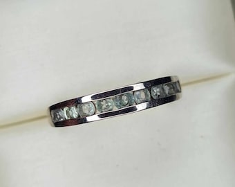 Alexandrite Band Ring in Platinum Overlay 925 Sterling Silver