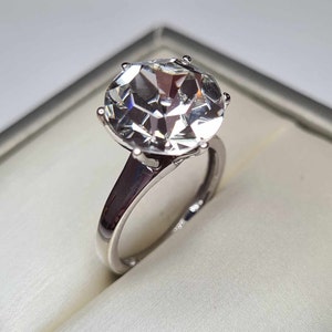 5.750ct. Swarovski Crystal Solitaire Ring 925 Sterling Silver SIZE K