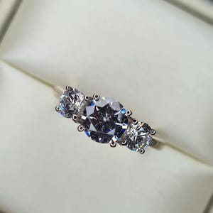 3.75ct Swarovski Zirconia Trilogy Ring in Rhodium Overlay 925 Sterling Silver