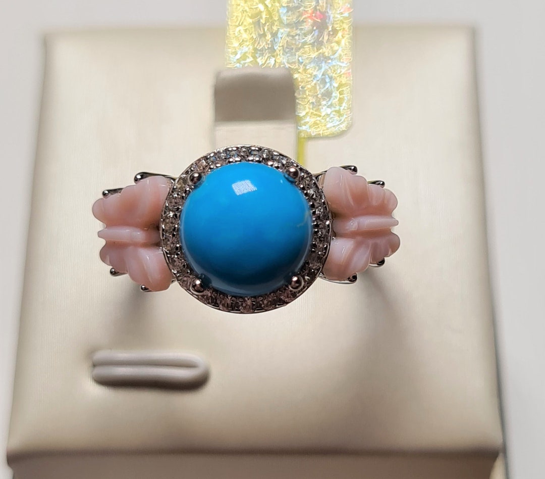 AA Arizona Sleeping Beauty Turquoise & Pink Mother of Pearl Ring