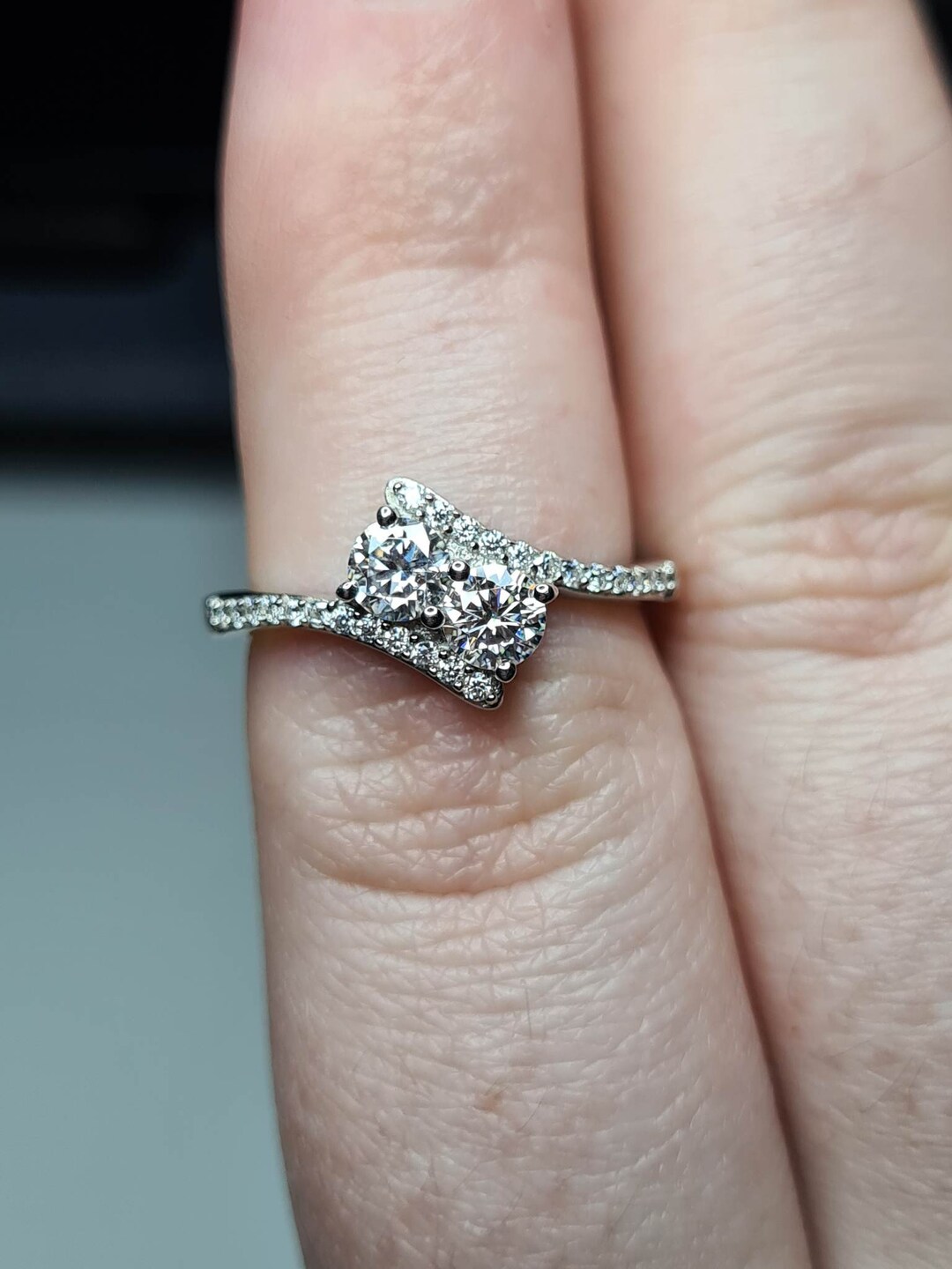 2 Carat Moissanite 925 Sterling Silver Bypass Ring