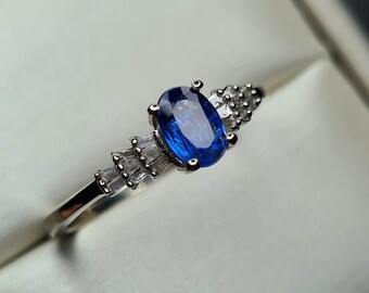 1.20ct Kashmir Kyanite and Diamond Ballerina Ring in Platinum Overlay Sterling Silver