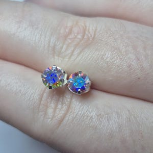 Swarovski Crystal aurora borealis Studs in 925 Sterling Silver