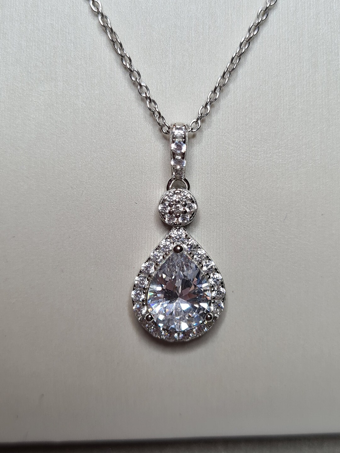 Pear Drop Diamond Necklace 925 Sterling Silver - Etsy