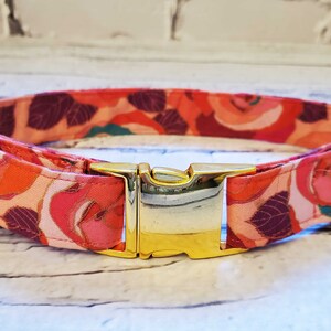 Dog Collar, Roses Dog Collar, Handmade, Personalized Dog Buckle, Floral Dog Collar