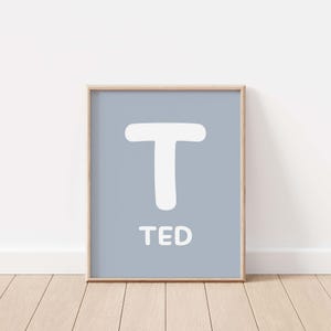 Custom Initial Boys Nursery Print: Personalized Name Sign (Digital Download)