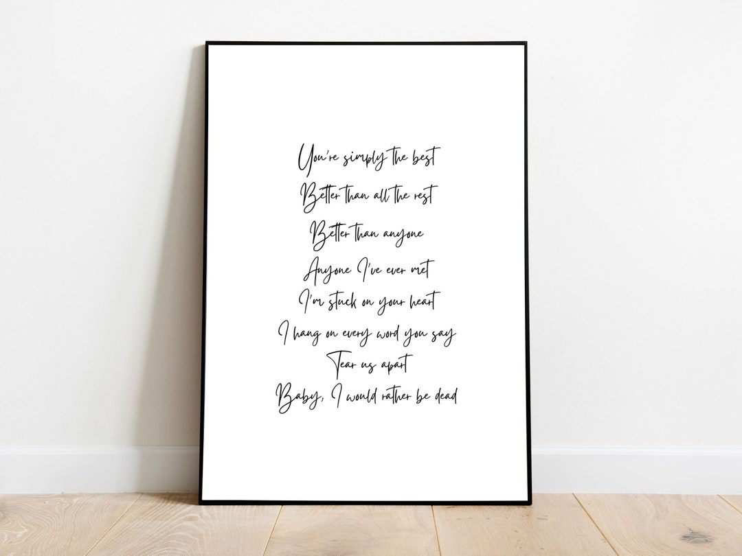 Simply the Best Lyrics Print Tina Turner Printable Wall - Etsy