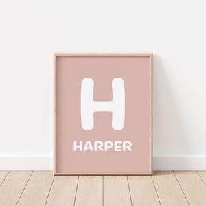 Custom Personalised Name Initial Print | Pink Nursery Wall Art | Kids Room | Girls Room | Playroom Print | Printable Name Sign