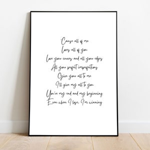 John Legend All Of Me LYRICS print. With your PERSONALISED - Portugal