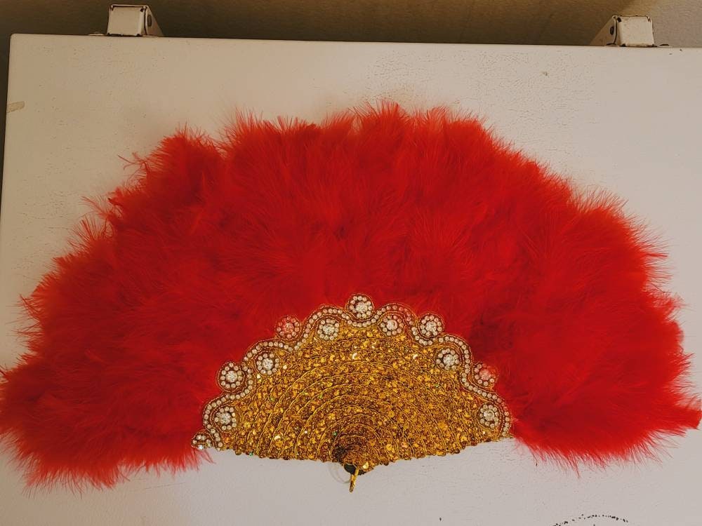 Red Custom handmade Feather Fan. Available in all colors with Etsy