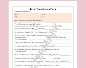Formulario de consentimiento del cliente facial