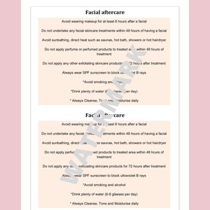 Facial Aftercare for Client